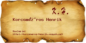 Korcsmáros Henrik névjegykártya